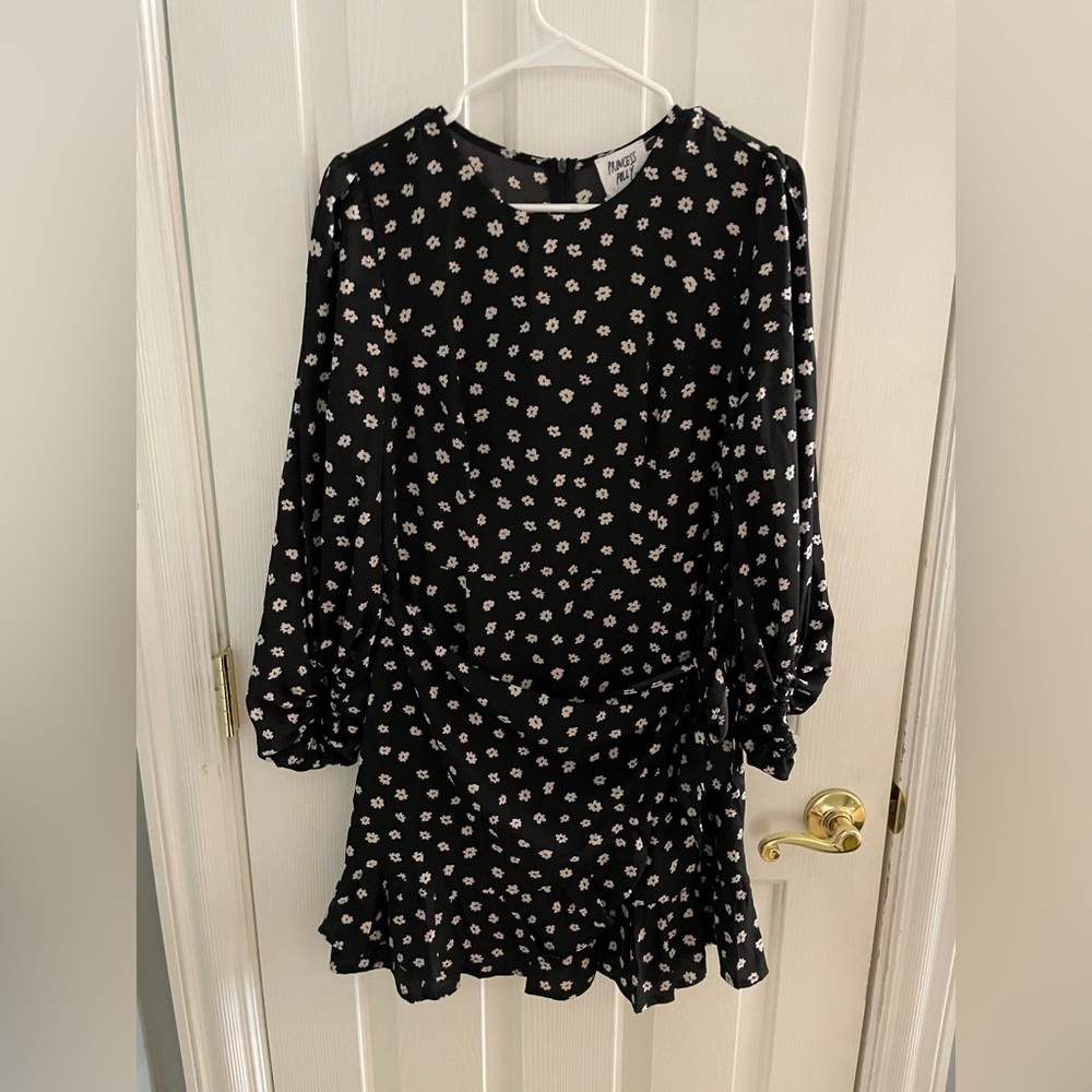 Princess Polly Black Dress with Flowers